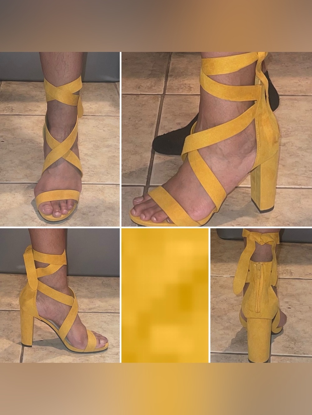 Delicious Yellow Strappy Block Heel Sandals